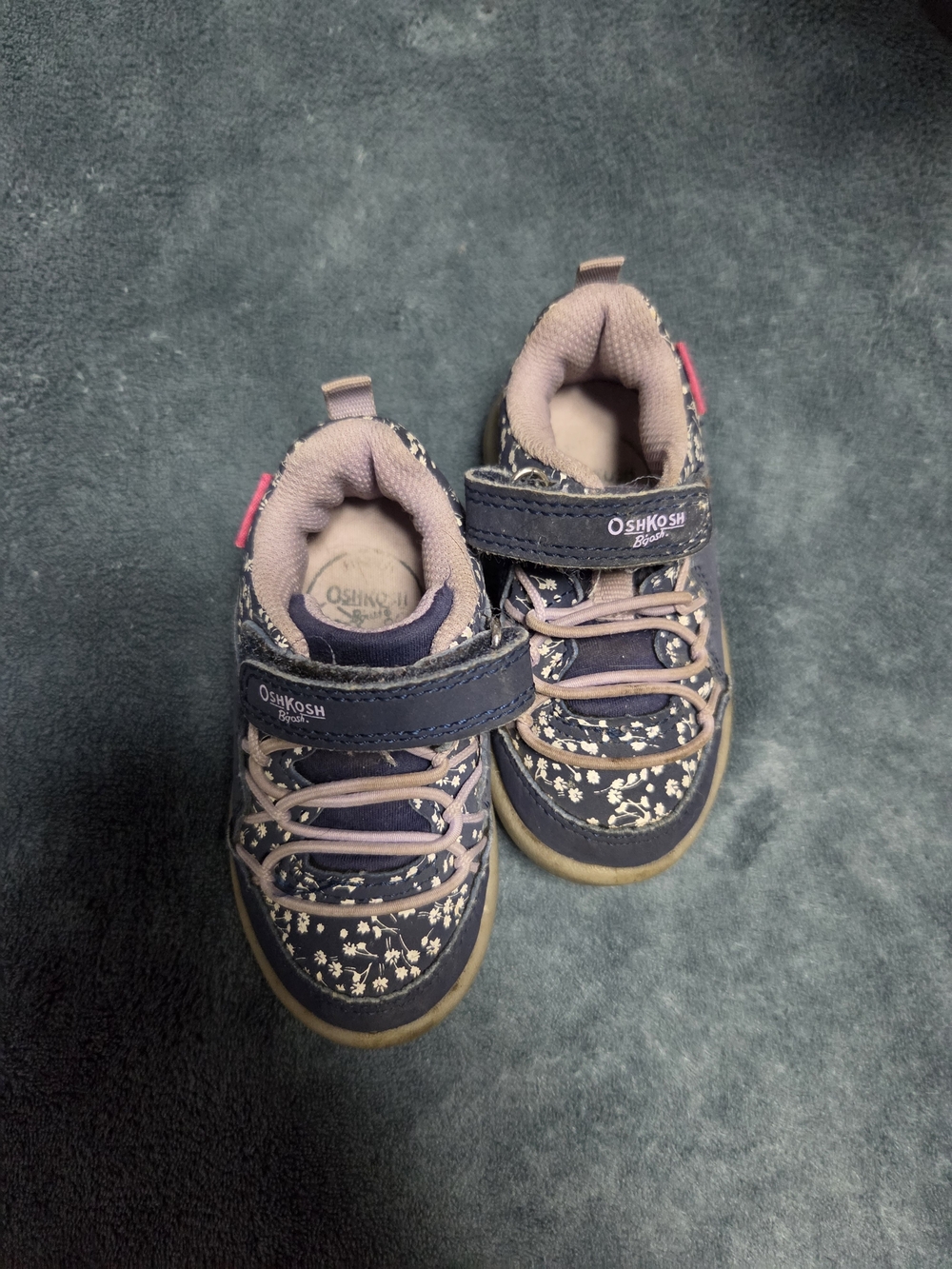 OshKosh Girls' Navy and Pink Floral Kids Sneakers